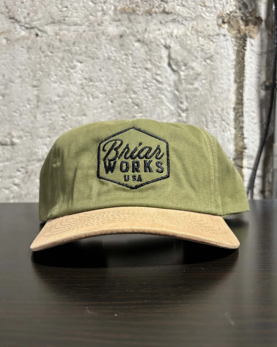 briarworks-field-casquette-vert-beige-logo-brod image 1