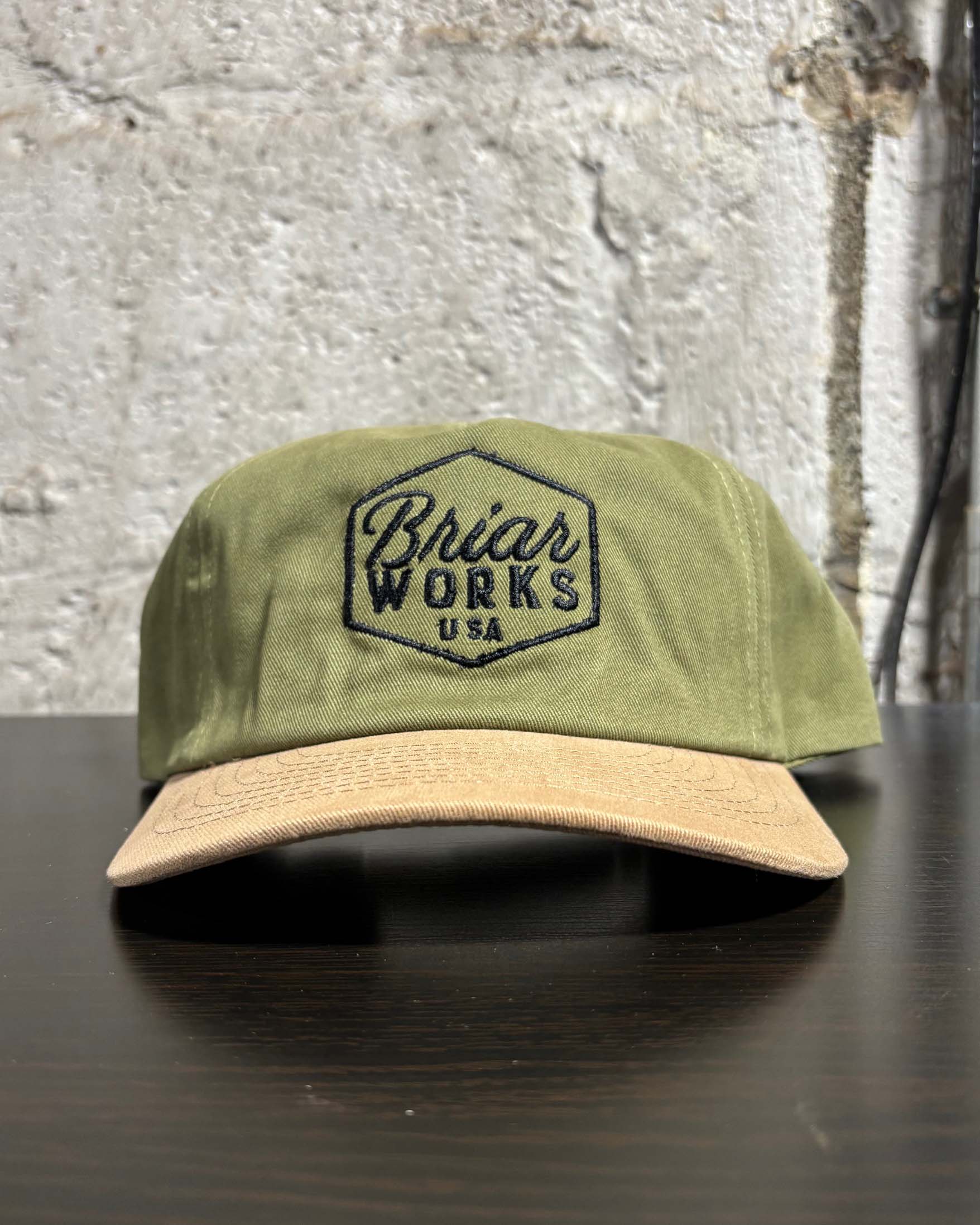 briarworks-field-casquette-vert-beige-logo-brod image 1